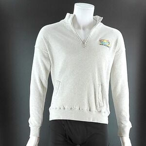 Ron Jon Surf Shop Quarter Zip Sweatshirt Mens Medium Oatmeal Heather Pullover